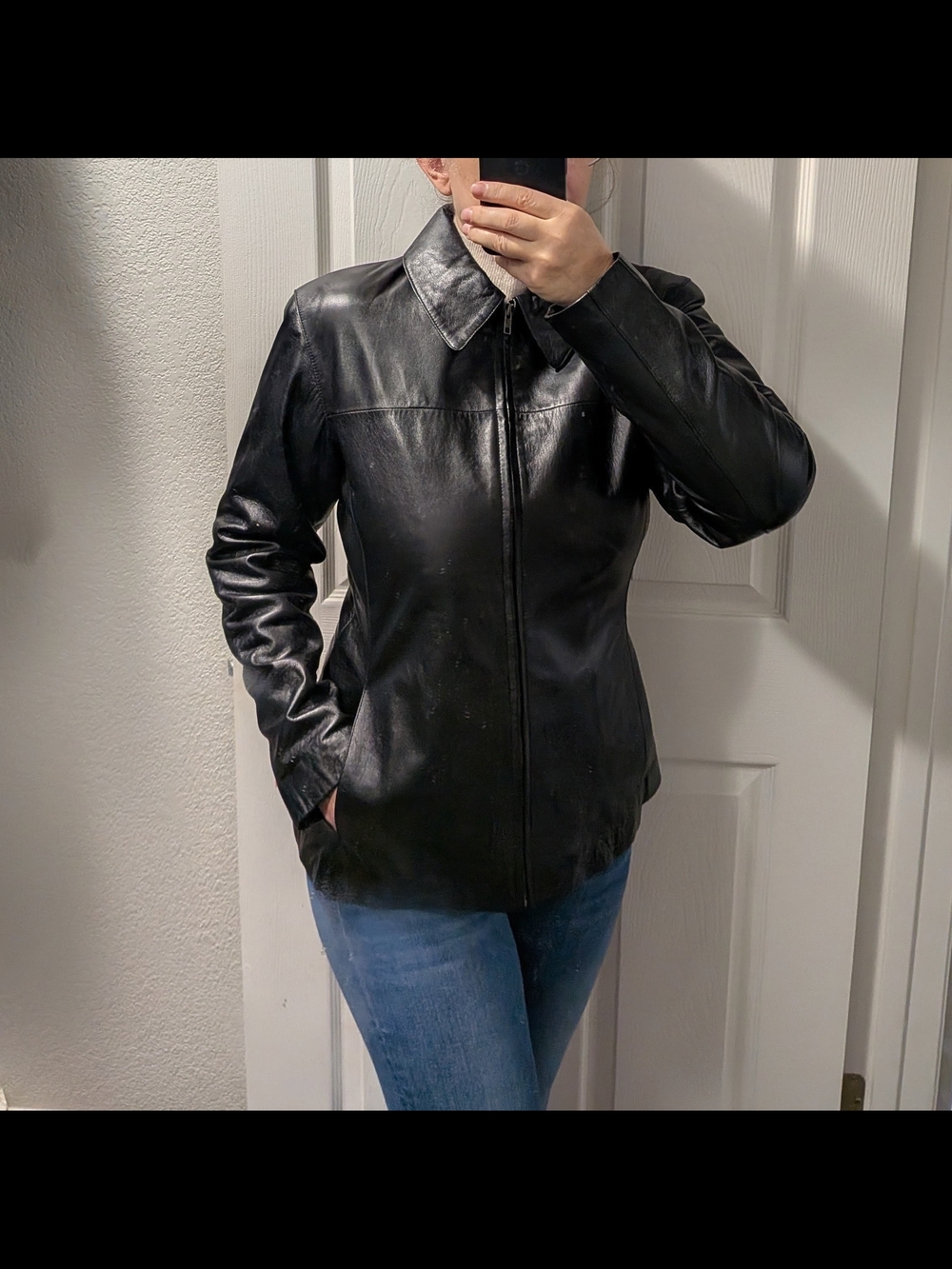 NWT Vtg Wilsons Leather Maxima Black Jacket Sz L Deadstock Y2K 90s Cobalt Lining - Picture 15 of 15